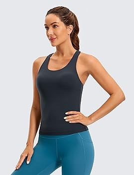 CRZ YOGA Butterluxe Workout Tank Tops for Women Built in Shelf Bras Padded - Racerback Athletic S... | Amazon (US)