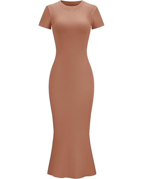 LOMON Women Fishtail Hem Ribbed Maxi Dresses Summer Casual Stylish Y2k Sexy Fitted Lady Elegant C... | Amazon (US)