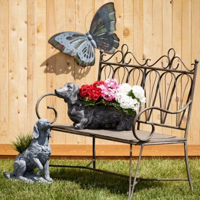 Sullivans Outdoor Garden Dachshund Planter Sculpture, Gray | Ashley Homestore