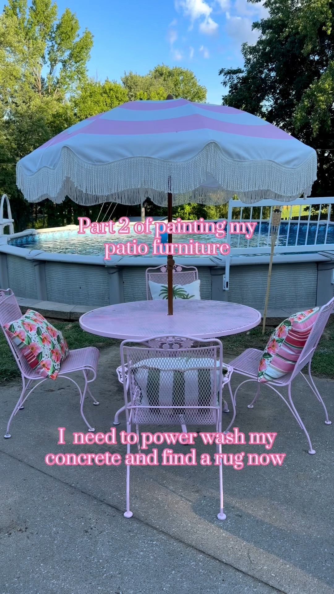 Pink patio furniture update 🩷 
Pink furniture, diy, outdoor decor, patio inspo, patio decor, pink paint, pool, summer vibes, outdoor retreat

#LTKHome #LTKvlog #LTKSaleAlert