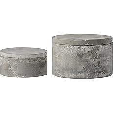 Bloomingville Set of 2 Grey Round Decorative Cement Lids Boxes | Amazon (US)