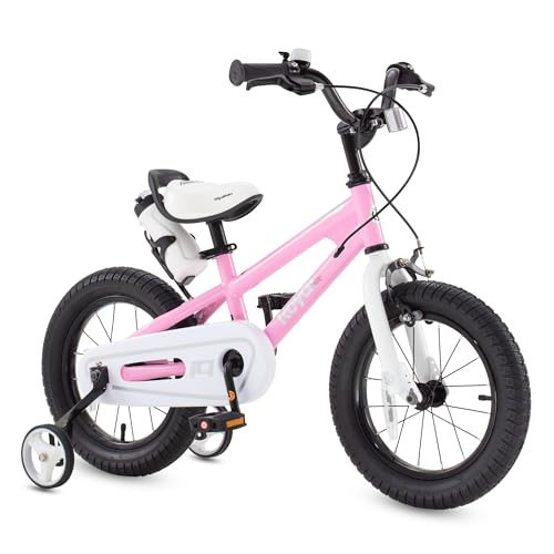 RoyalBaby Freestyle 2 Handle Brakes Kids Bike Girls 14 Inch Childrens Bicycle with Training Wheels for Toddlers Beginners Age 3-5 Years, Pink | Amazon (US)