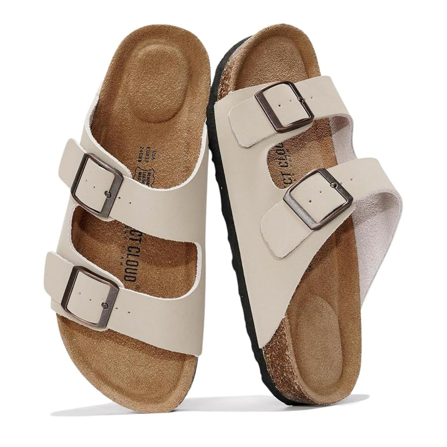 Project Cloud Genuine Leather Flat Sandals Women 2025 Beach Essentials Womens Sandals Memory Foam... | Amazon (US)