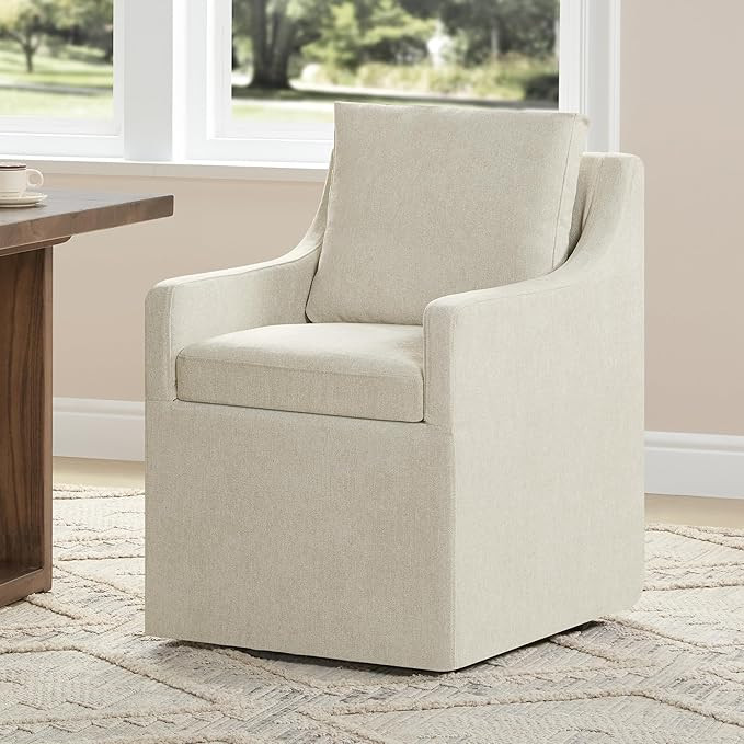 Upholstered Dining Chairs Set of 1, Washable Cover Modren Deskchair with 4 Casters & Hidden Stora... | Amazon (US)