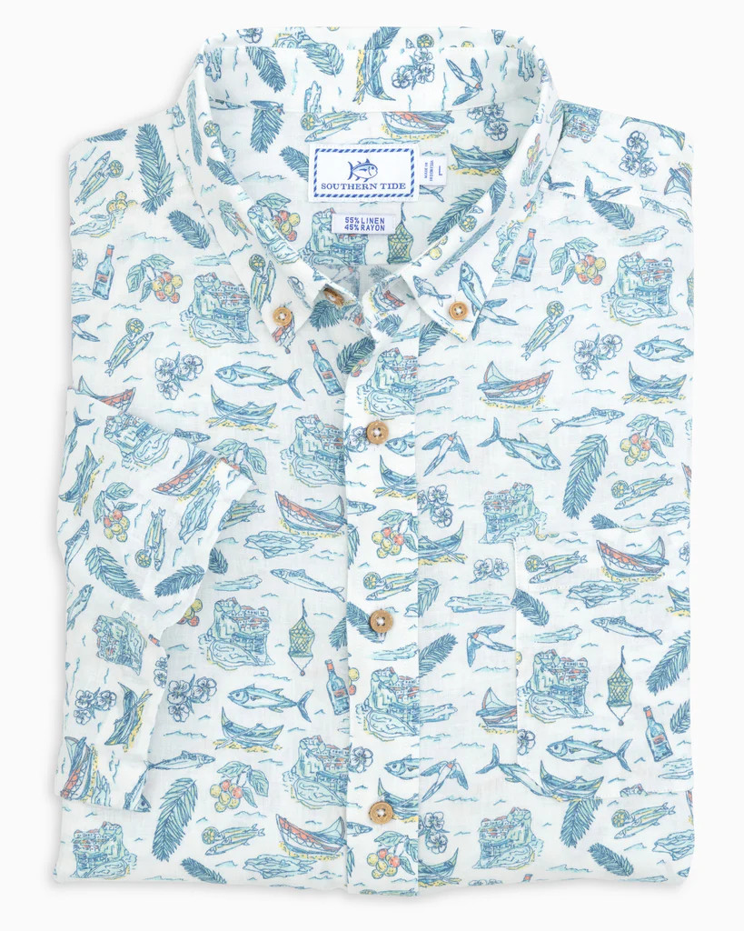Euro Scenic Printed Short Sleeve Button Down | Southern Tide