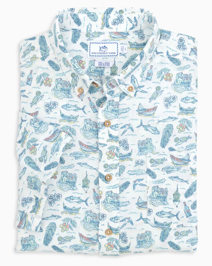 Euro Scenic Printed Short Sleeve Button Down | Southern Tide