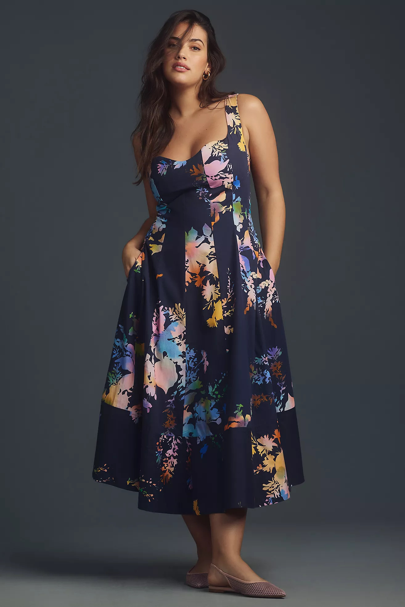 By Anthropologie Seamed Sweetheart Midi Dress | Anthropologie (US)