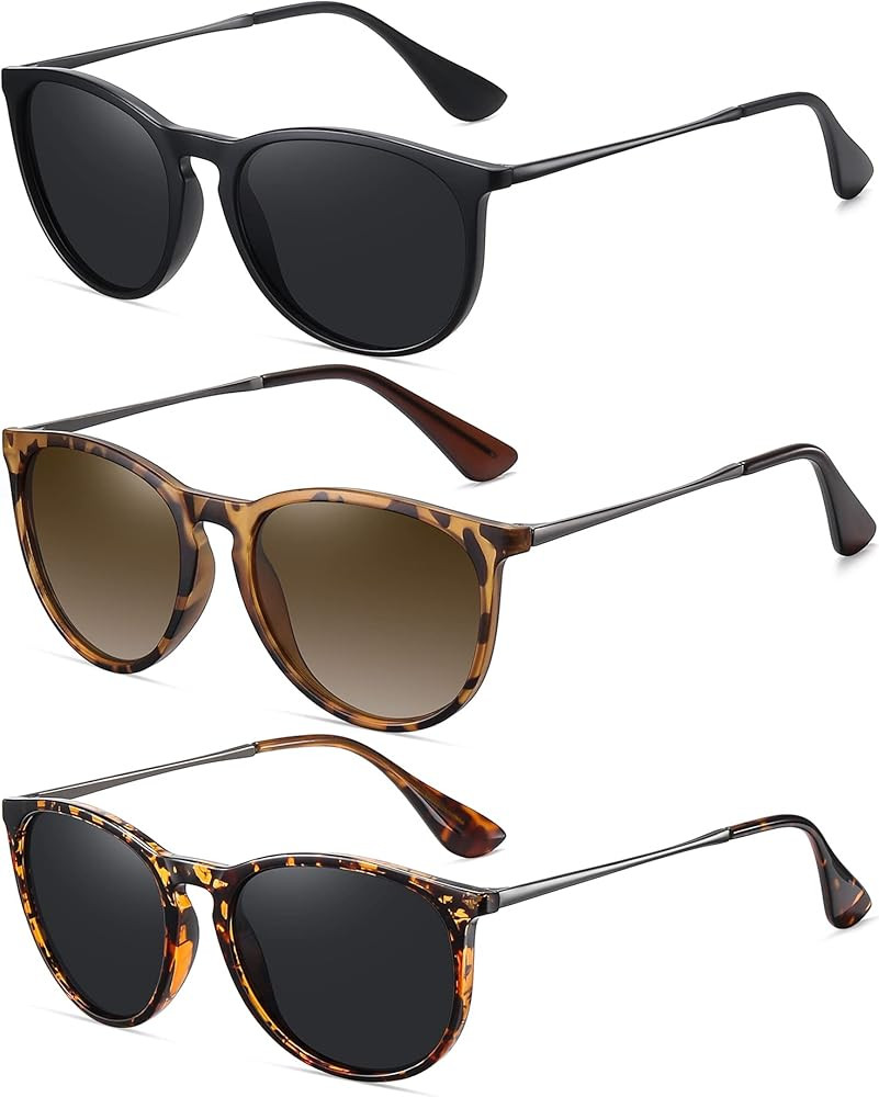WOWSUN Polarized Sunglasses for Women Vintage Retro Round Mirrored Lens | Amazon (US)