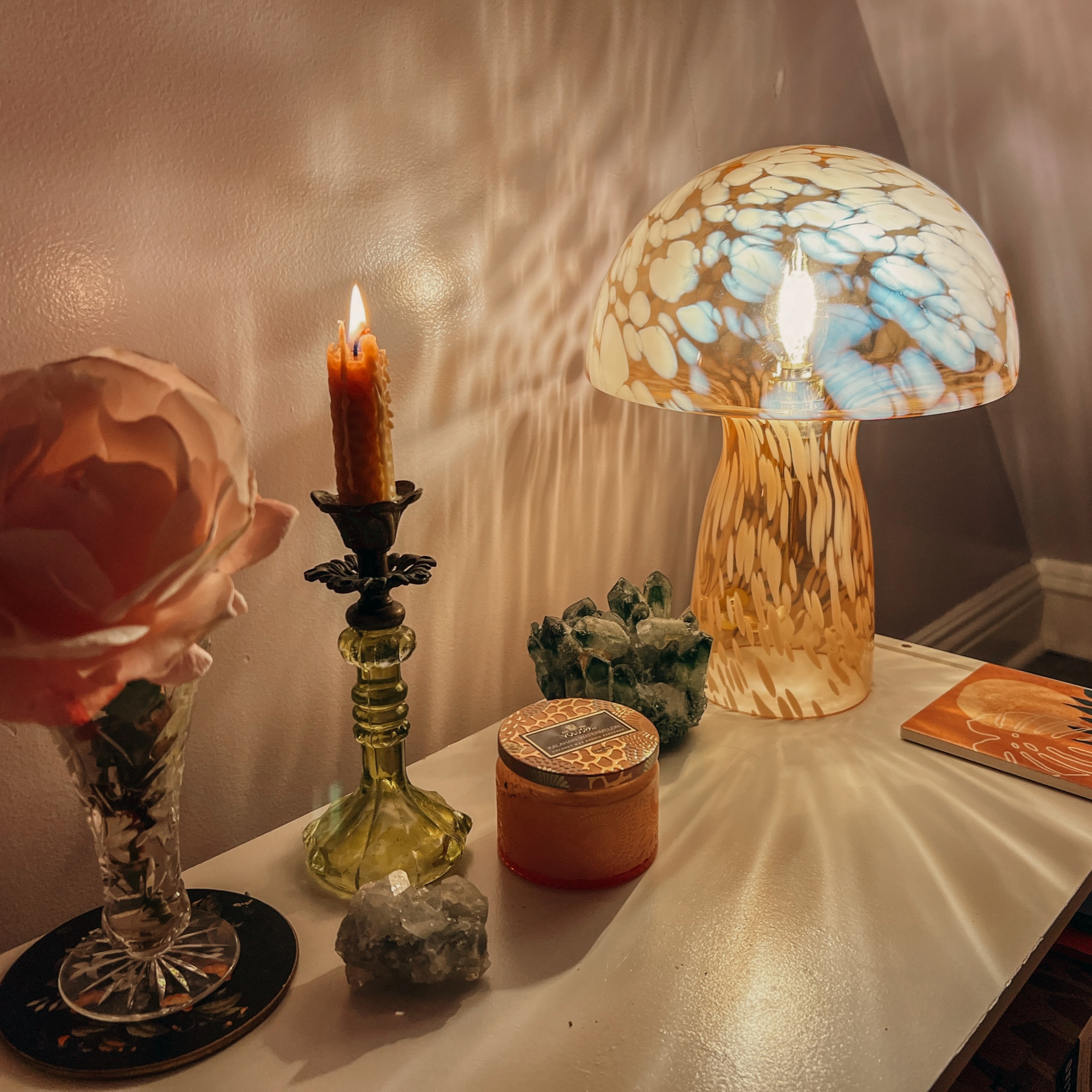 boho bedside vibes🫶🏼🍂 boho bedroom | cozy bedroom | vintage bedroom 

#LTKhome