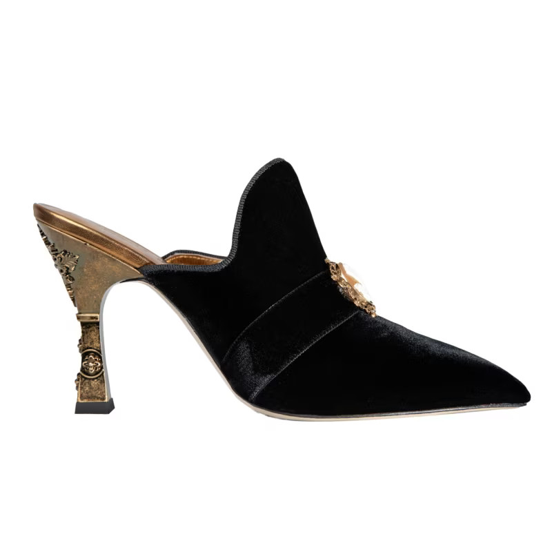 Allegra Mule In Black Velvet | Wolf & Badger (US)