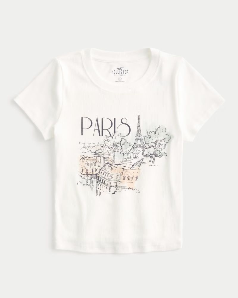 Paris Graphic Crop Baby Tee | Hollister (US)