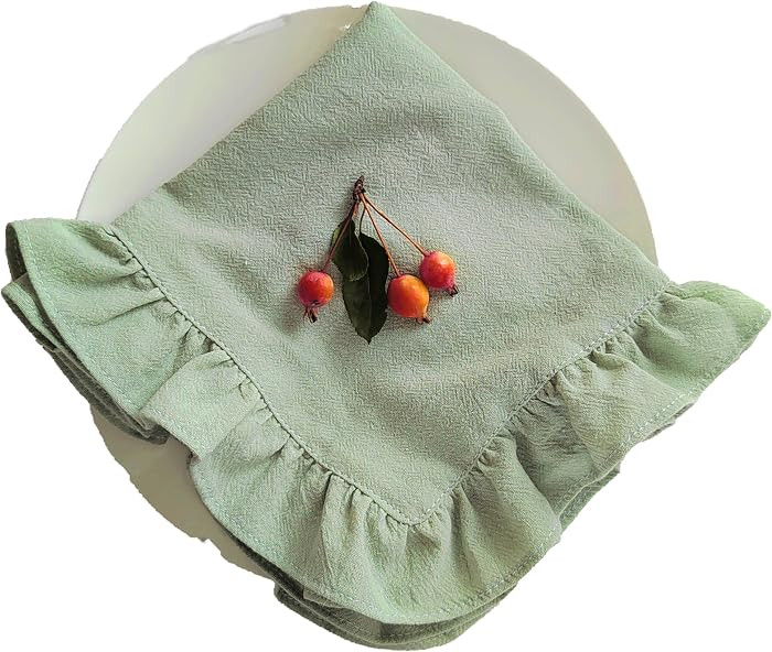 Cloth Napkins Set of 4, 14x20 inches Home Dinner placemat with Ruffle 100% Cotton Napkins Washabl... | Amazon (US)
