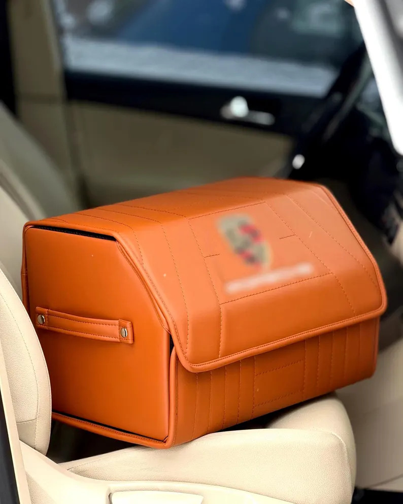 Leather Car Trunk Organizer, Personalized Cargo Storage with Custom Car Brand Embroidery | Etsy (Global)