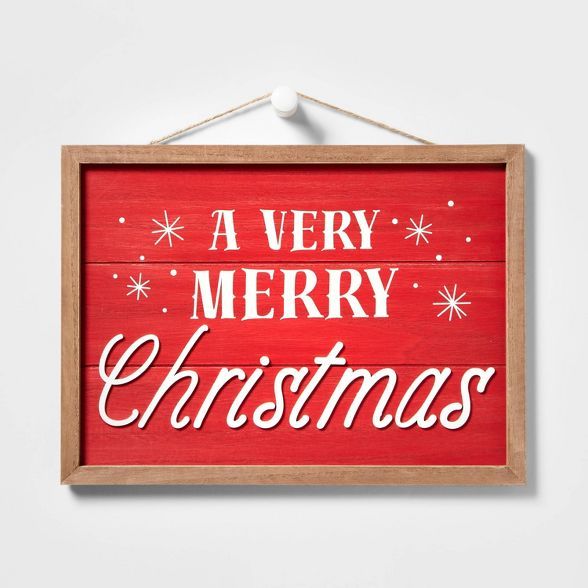 A Very Merry Christmas Hanging Sign Red/White - Wondershop™ | Target