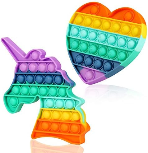 Mr Rex Pop Its Rainbow Heart Unicorn Fidget Pack Sensory Toy, Silicone Push Pop Bubble Autism Str... | Amazon (US)