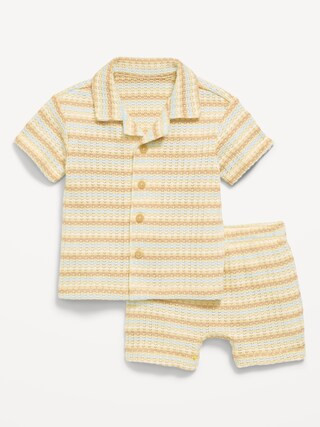 Short-Sleeve Textured Sweater-Knit Shirt and Shorts Set for Baby | Old Navy (CA)