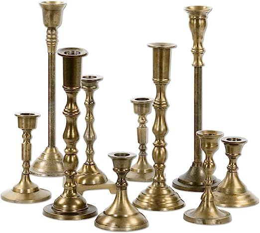 Koyal Wholesale Vintage Gold Mixed Taper Holders, Set of 10, Mismatched Candlesticks Set, Bohemia... | Amazon (US)