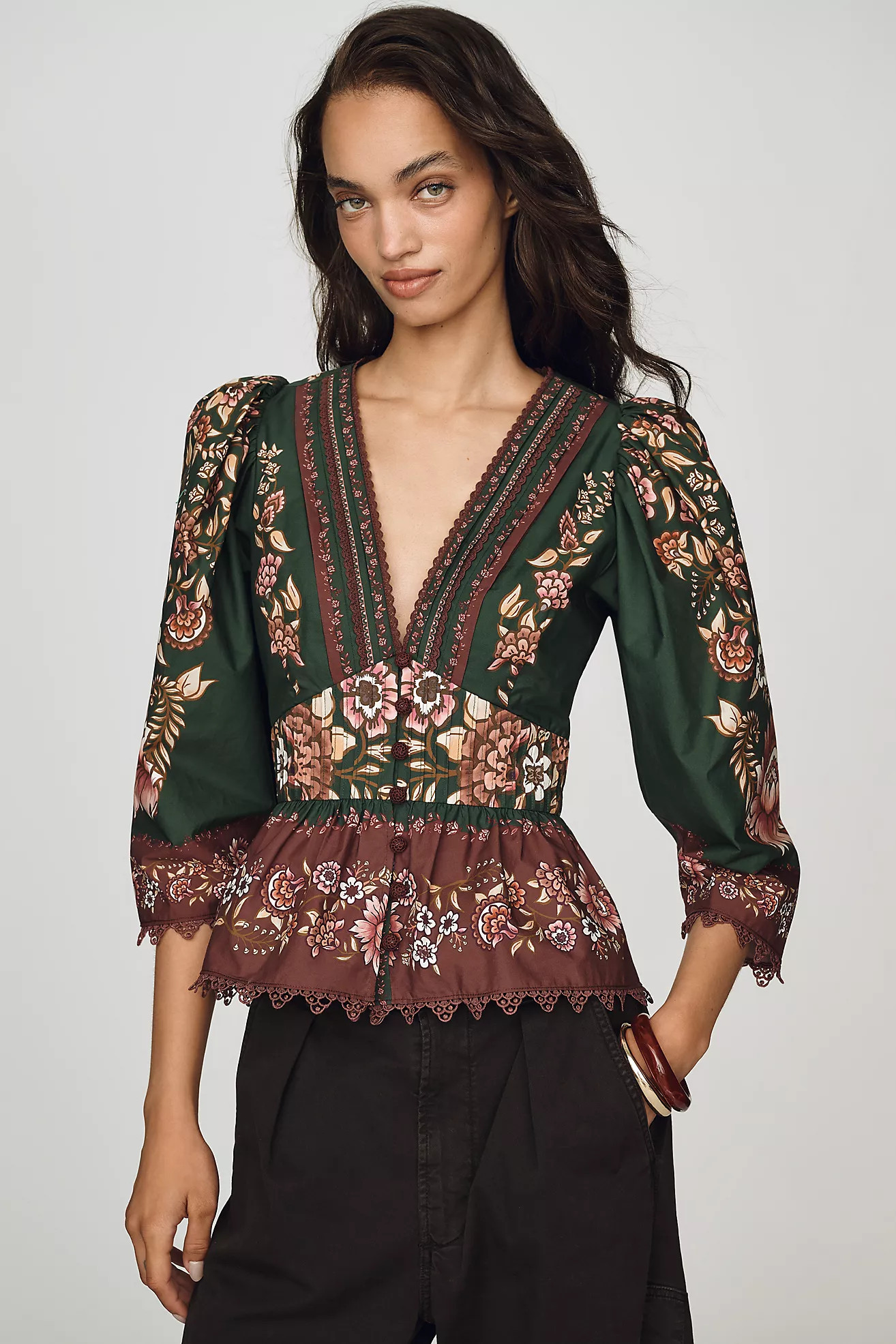Daniela 100% Cotton Peplum Blouse | Anthropologie (US)