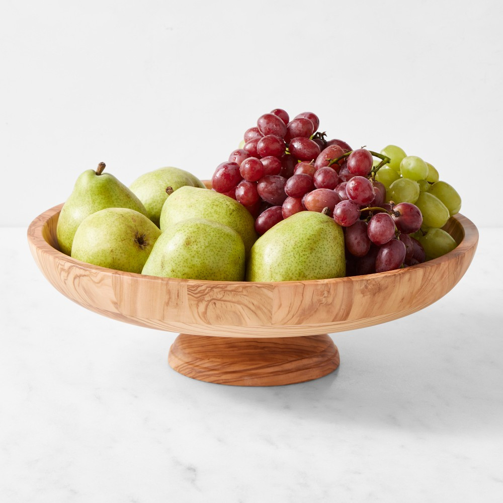 Williams Sonoma Olivewood Pedestal Fruit Bowl | Williams-Sonoma CA