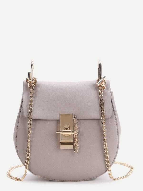 Pink Flap Saddle PU Bag With Chain | ROMWE