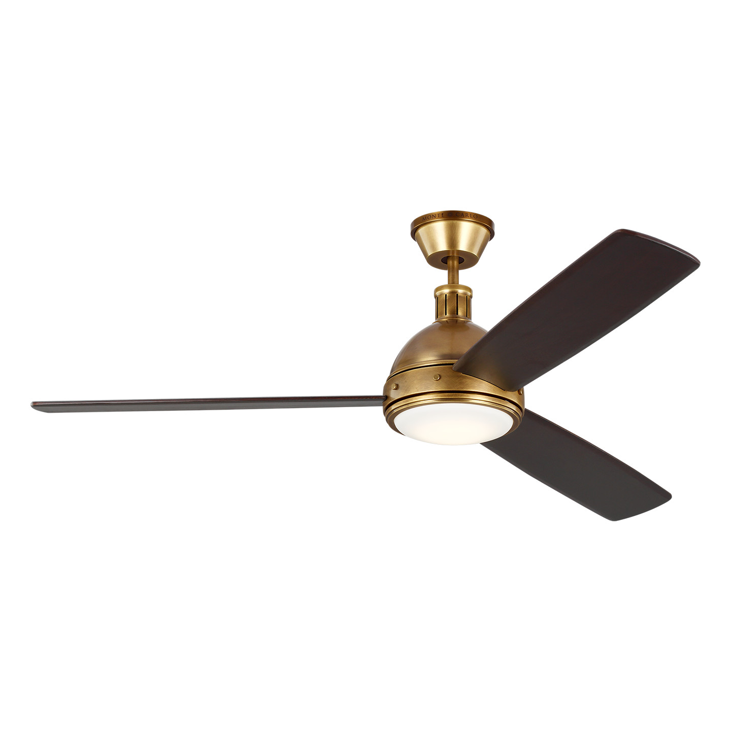 Hicks 60 LED Ceiling Fan in Hand-Rubbed Antique Brass with Dark Mahogany Blades and Light Kit Hand Rubbed Antique Brass | Visual Comfort