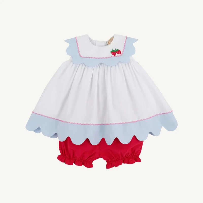 Sydney Scallop Set - Worth Avenue White with Richmond Red, Buckhead Bl | The Beaufort Bonnet Company