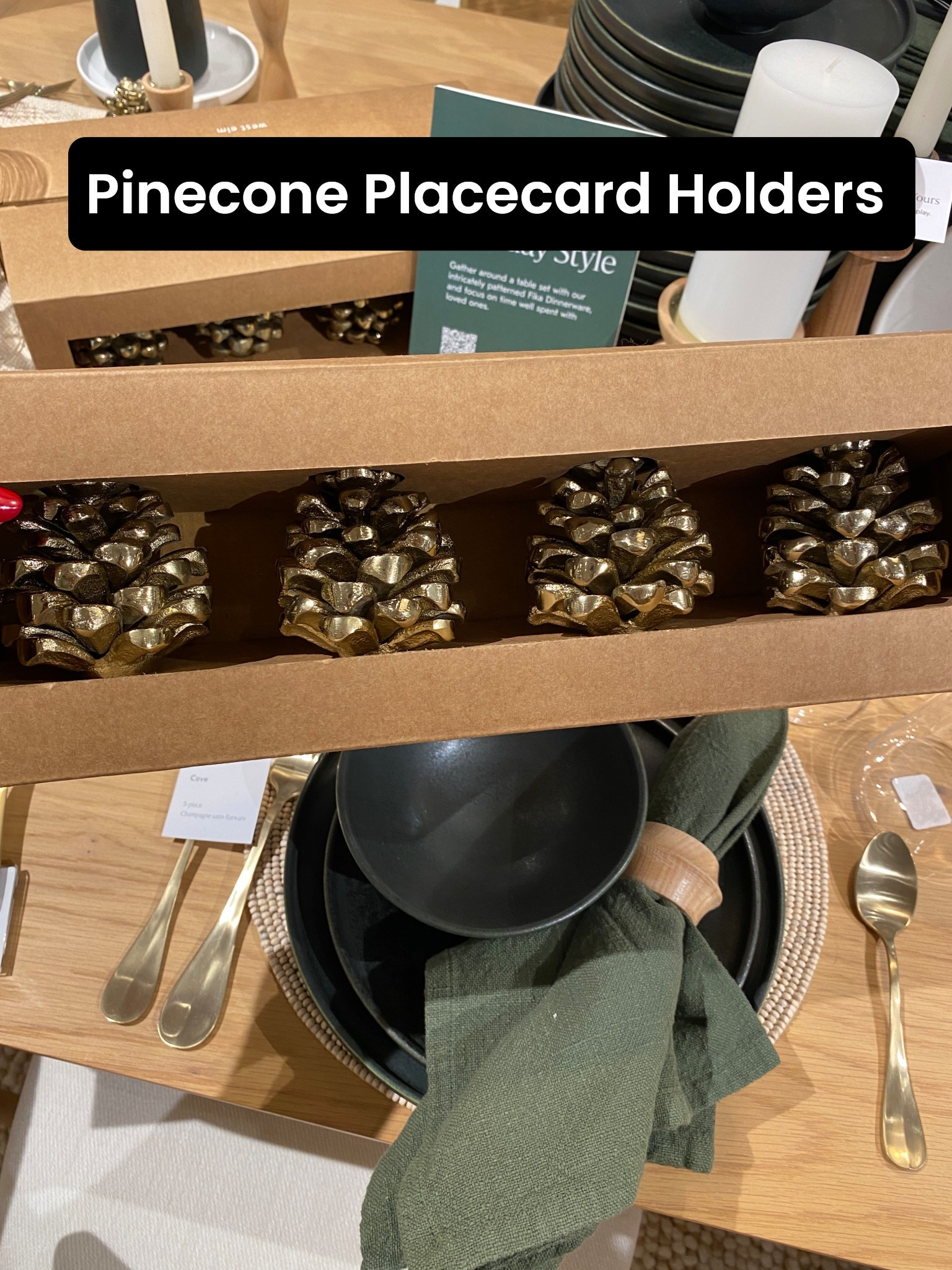 These cute pinecone place card holder are perfect for hosting a fall dinner party or thanksgiving! #dinnerparty #tablescape #tabledecor #thanksgiving 

#LTKSeasonal #LTKParties #LTKHoliday