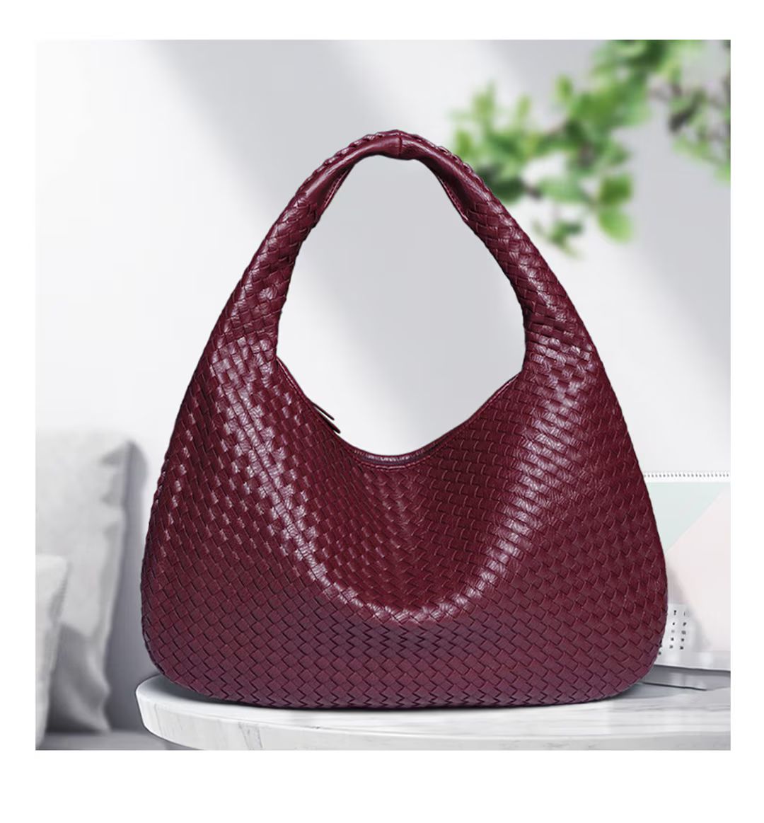 Leather Dumpling Bag,Shoulder bag,Vegan bag,Women hobo bag,Luxury knot woven bag,Vintage bag,Hand... | Etsy (US)