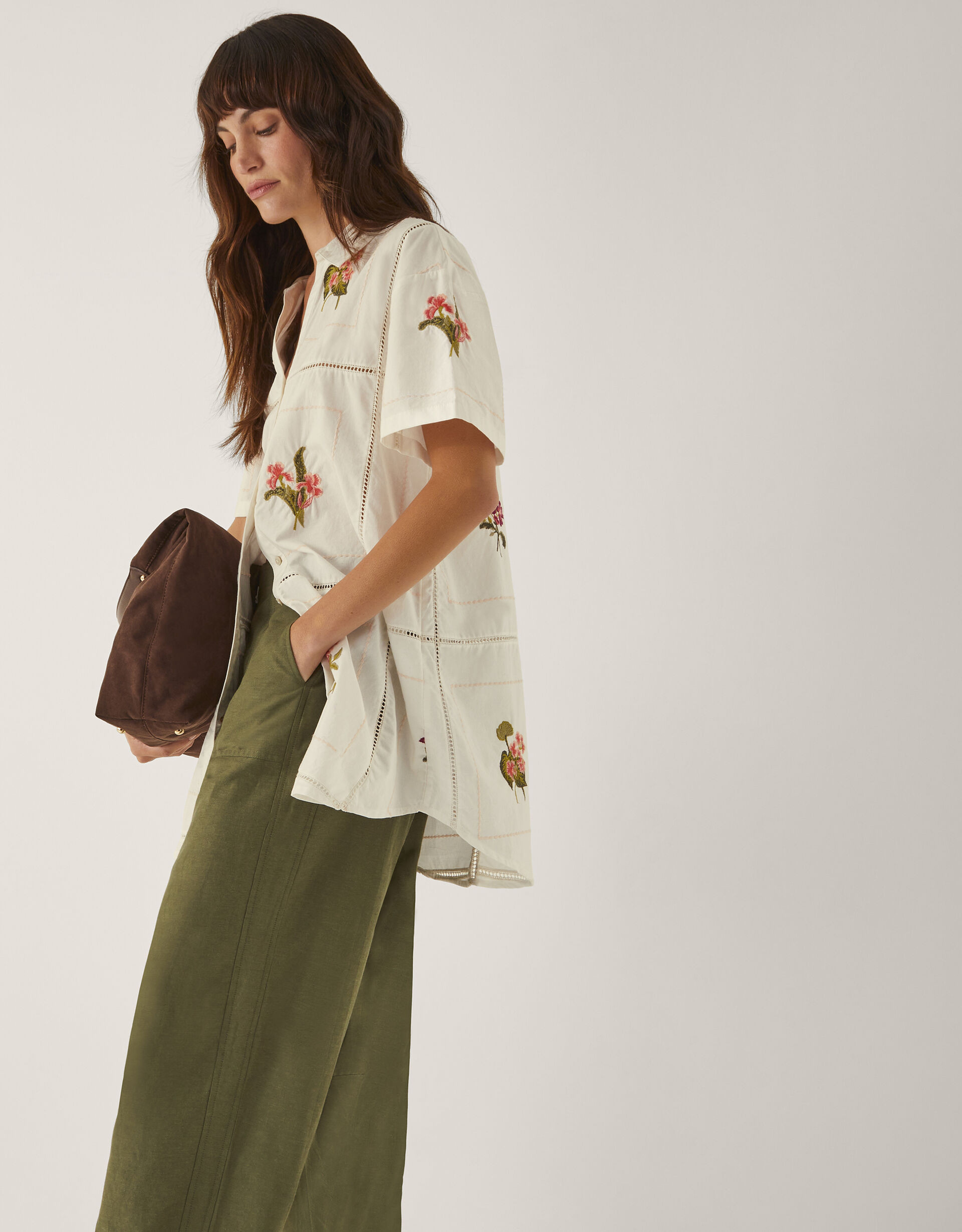 Luna Floral Embroidered Shirt White | Monsoon (UK)