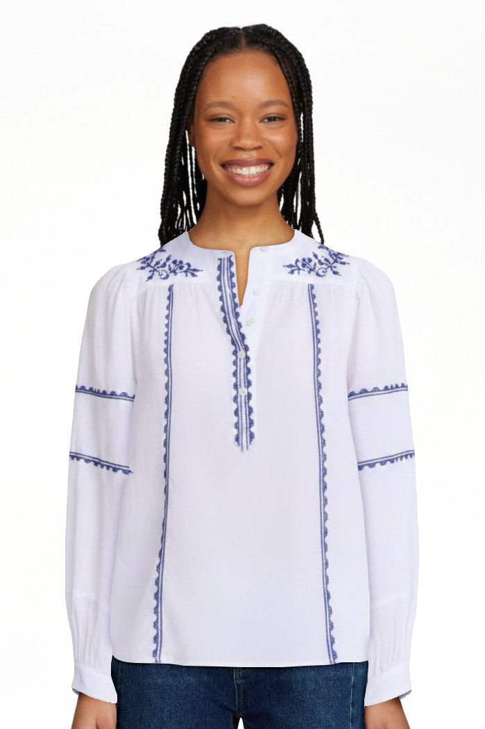 Scenario Women's and Women's Plus Embroidered Top with Long Sleeves, Sizes XS-4X | Walmart (US)