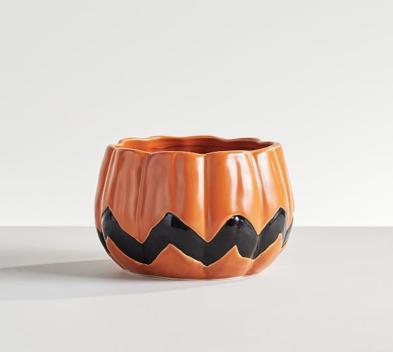 Peanuts™ Pumpkin Shaped Stoneware Serving Bowl | Pottery Barn (US)