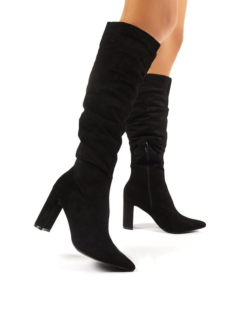 Mine Black Suede Knee High Boots | Public Desire (US & CA)