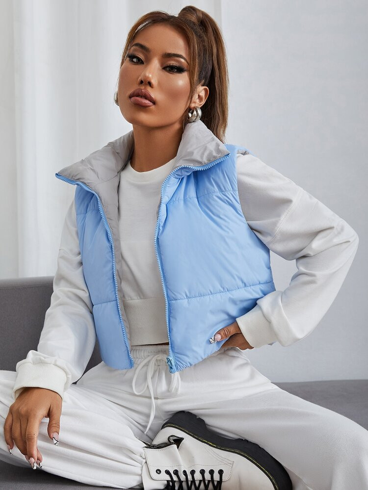 SHEIN PETITE Zipper Double Face Vest Winter Coat | SHEIN