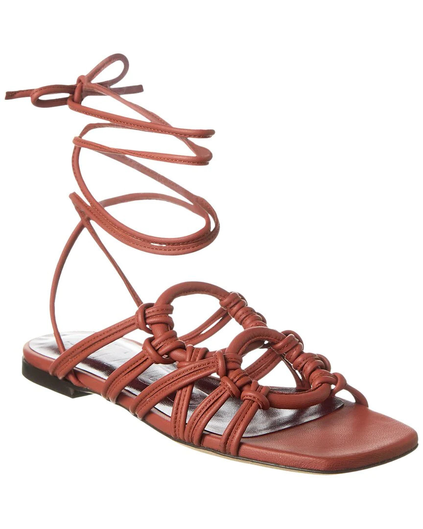 STAUD Adeline Lace-Up Leather Sandal | Shop Simon