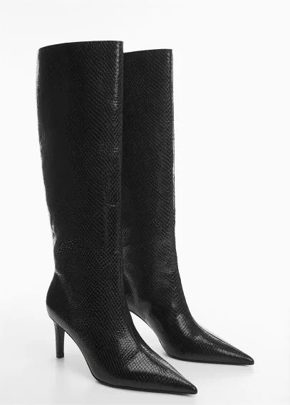 Snake effect heeled boots | MANGO (UK)