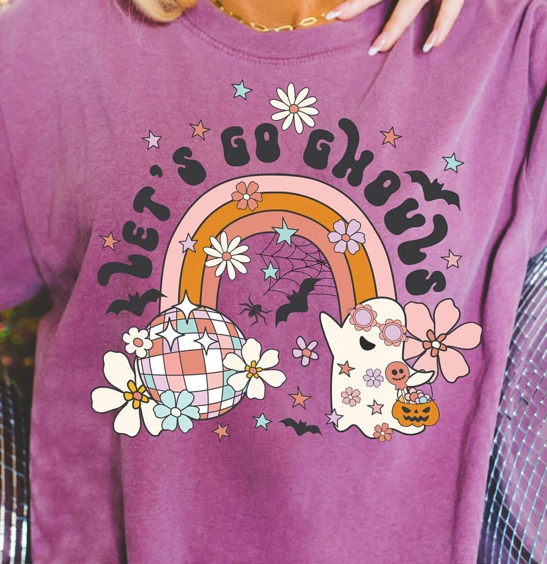 Let's Go Ghouls Groovy Halloween Shirt Retro Halloween - Etsy | Etsy (US)