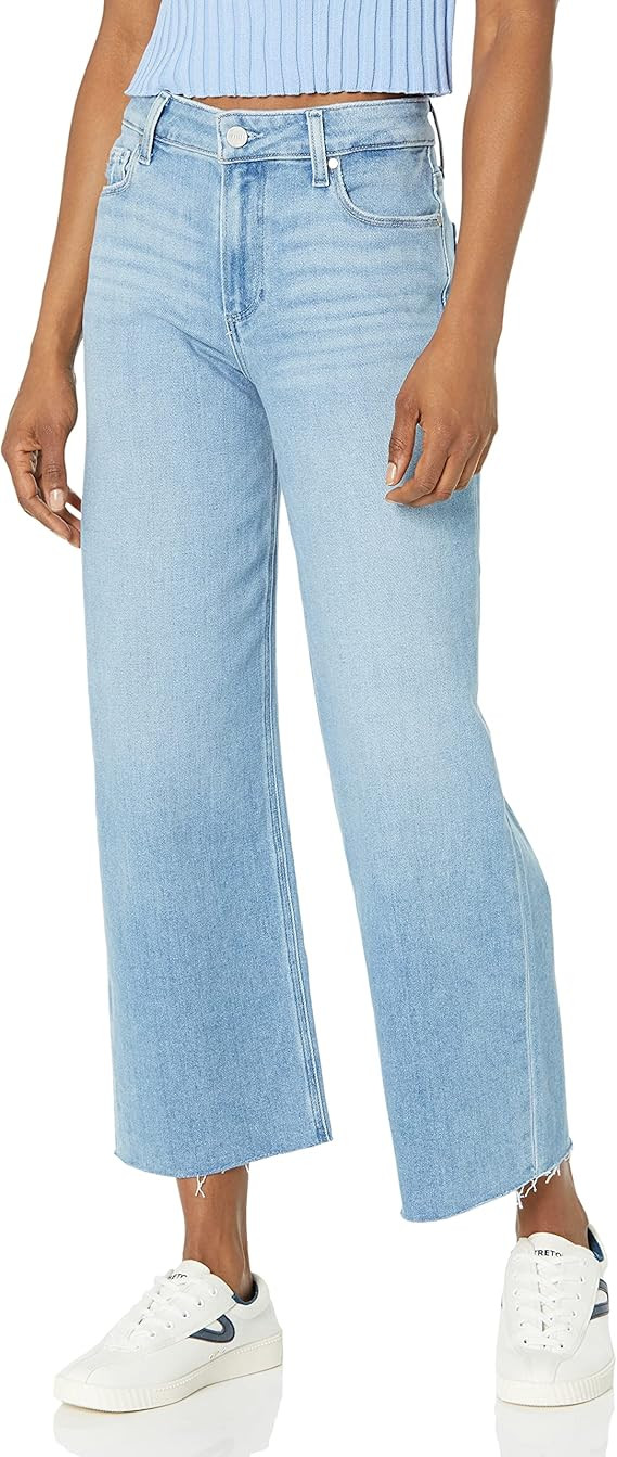 PAIGE Women's Nellie Raw Hem High Rise Cropped Wide Leg in Totally | Amazon (US)