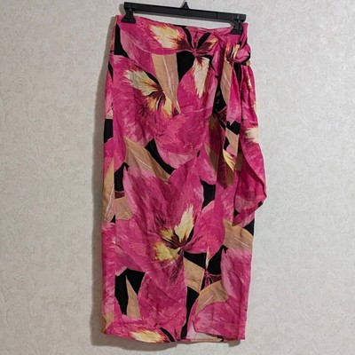 H&M Linen-blend Floral Wrap-front Skirt Women’s Size 2 Tropical Print | eBay US