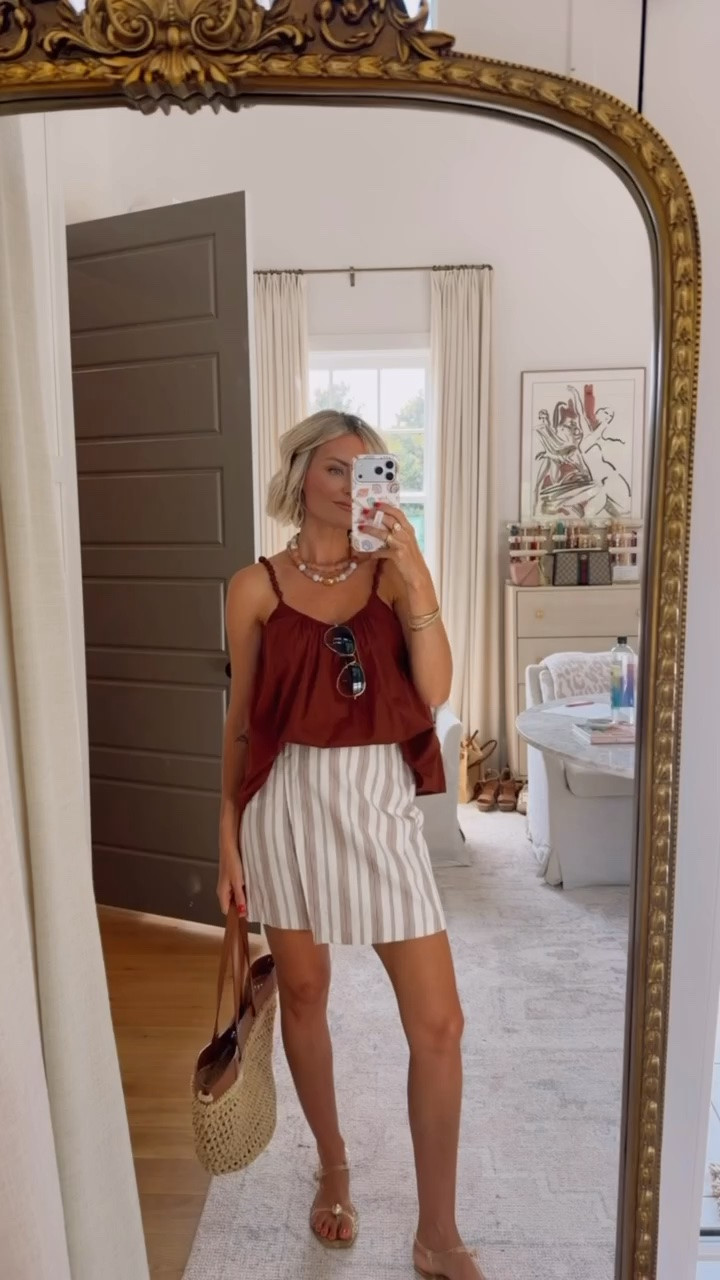Truly obsessed with these pieces- chic, great quality, and affordable! 👌🏼 Target always has such great finds. Wearing XS top and S skirt

Loverly grey, striped linen skirt, brown cami tank how to style, neutral summer outfits, vacation fashion, raffia tote, affordable target fashion finds

#LTKSeasonal