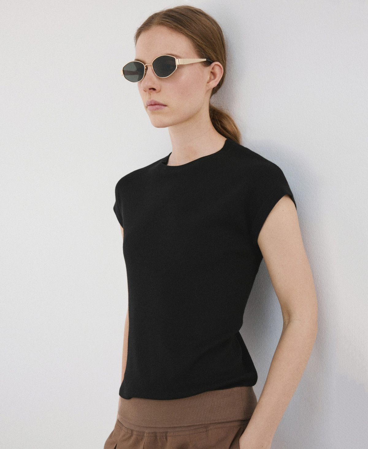 Mango Women's Short-Sleeved Knitted Cotton Sweater - Black | Macy's