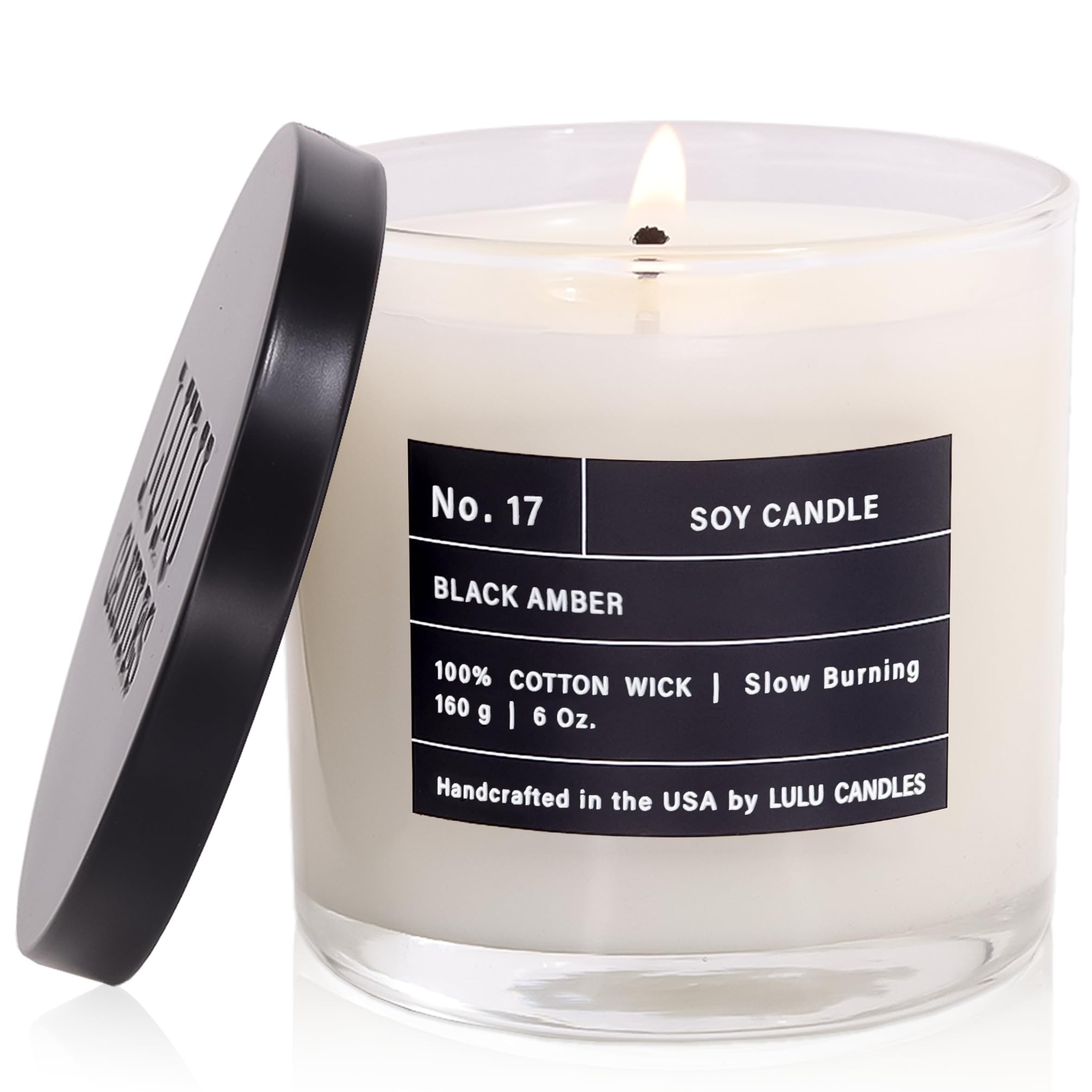 Lulu Candles | Black Amber | Luxury Scented Soy Jar Candle | Hand Poured in The USA | Highly Scen... | Amazon (US)