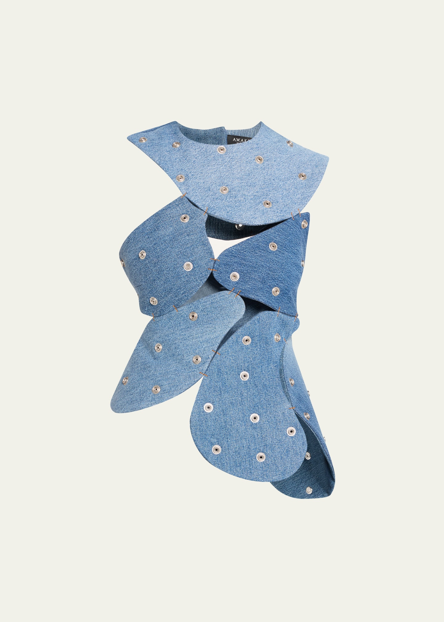 A.W.A.K.E. MODE Studded Upcycled Denim Top | Bergdorf Goodman