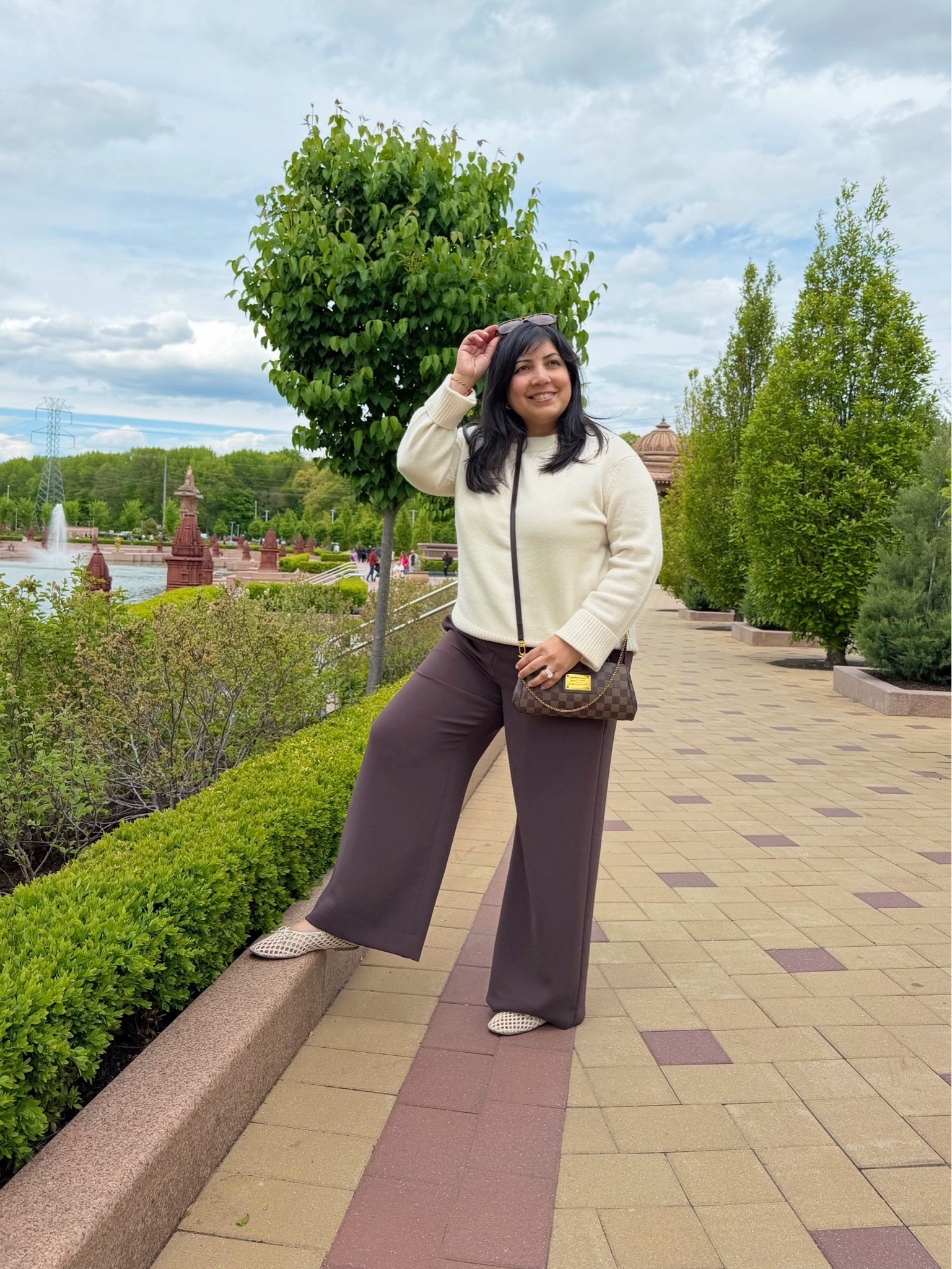 The viral pants that make great travel outfits, work outfits and everyday looks. I now have these in 3 colors! Available in short, regular and tall lengths. Wearing them here in size large short. 

Quince Mongolian cashmere sweater size large. Aritzia lodge pants size large short. Loft woven Mary Jane ballet flats true to size. Madewell sunglasses. Louis Vuitton bag.

#LTKMidsize #LTKPetite #LTKTravel