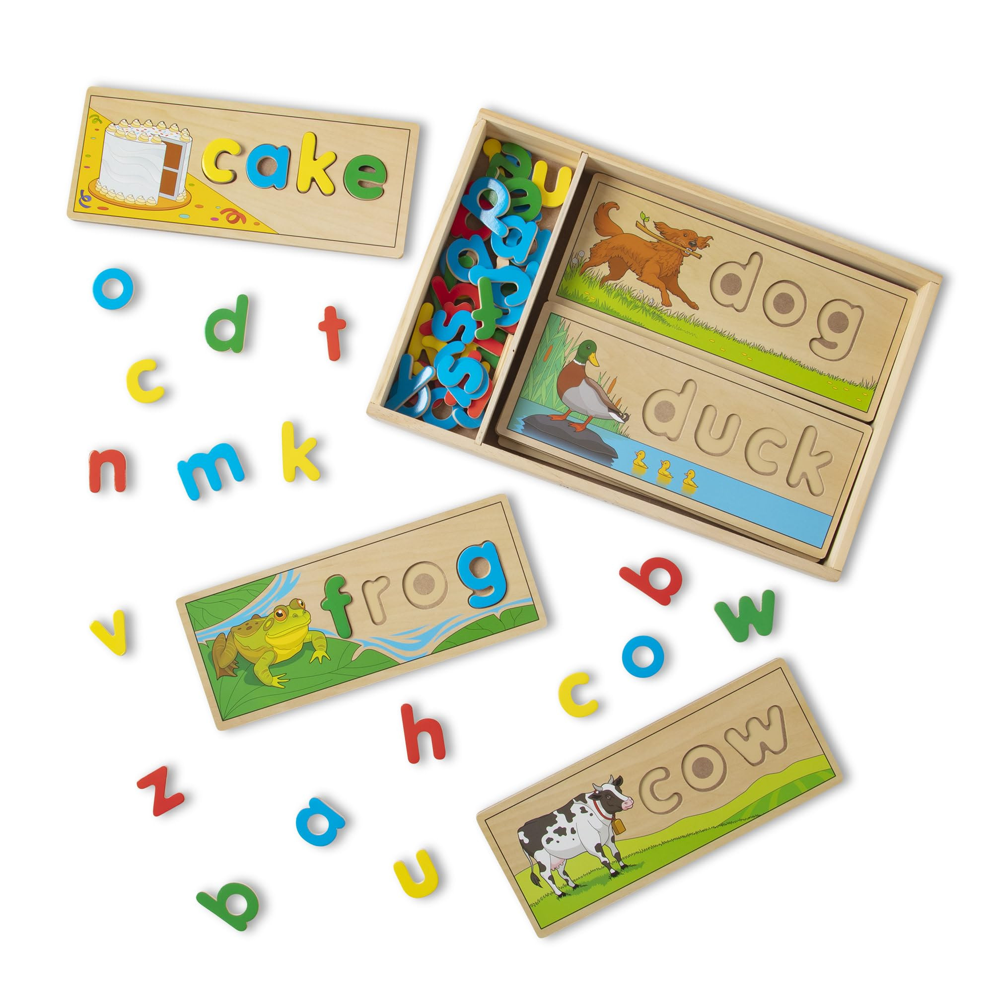 Melissa & Doug See & Spell Wooden Educational Toy with 8 Double-Sided Spelling Boards and 64 Lett... | Amazon (US)