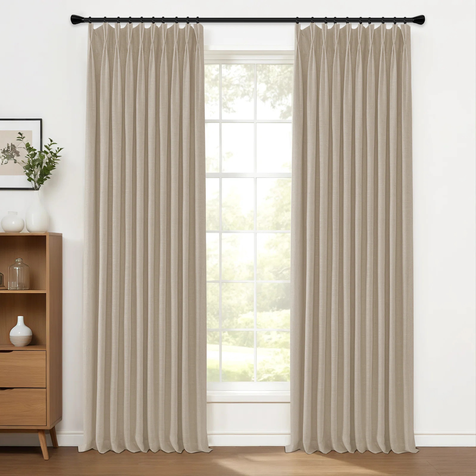 Latitude Run® Pinch Pleated Curtains 100% Blackout Curtains 2 Panels For Living Room Bedroom Pin... | Wayfair North America