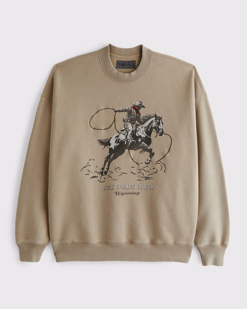 Oversized Cowboy Graphic Crew Sweater | Abercrombie & Fitch (US)