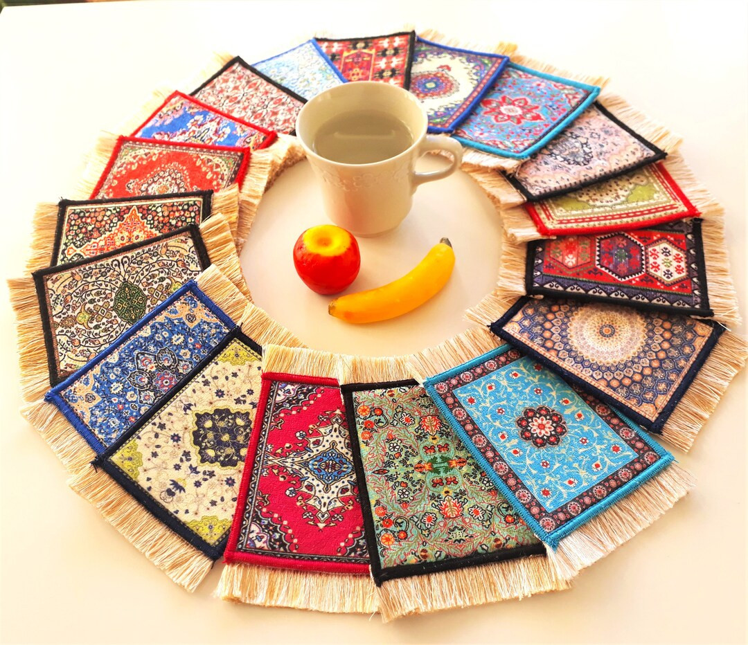 Beautiful Turkish Carpet Coasters, Persian Rug Coasters, Mug Rug, Christmas Gift, Table Decor - E... | Etsy (US)