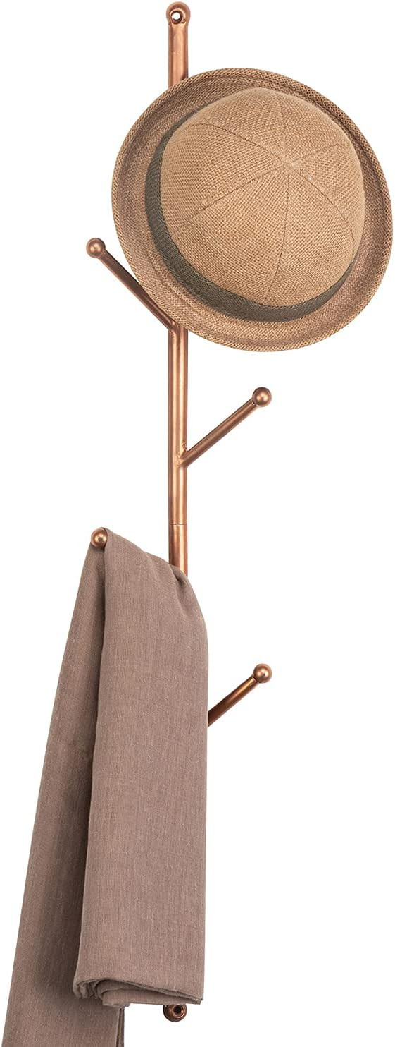 MyGift Wall Mounted Copper-Tone Metal 6-Hook Entryway Coat Hanger and Hat Tree Rack | Amazon (US)