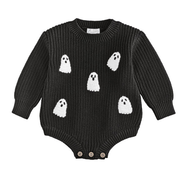 Ghost Chain Stitch Baby Sweater Bubble | Mud Pie