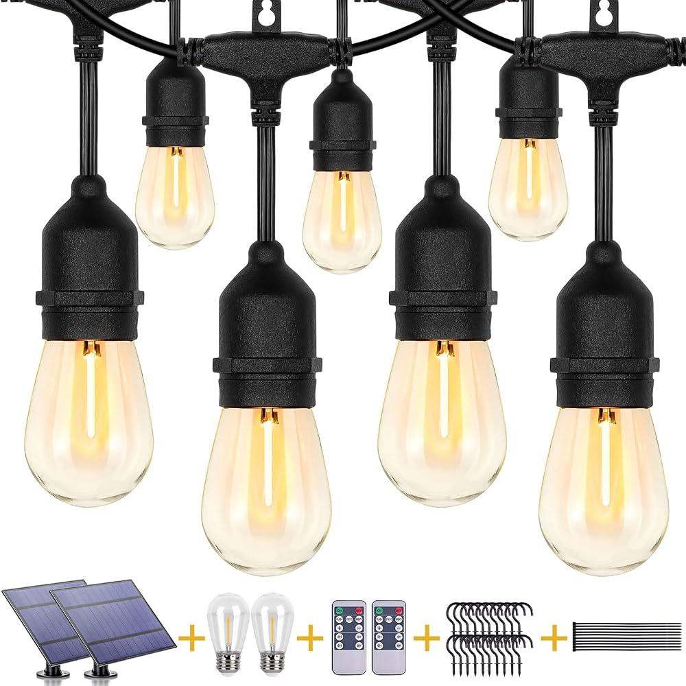 ZJOJO Solar String Lights Outdoor Waterproof 100FT(50FT*2Pack), Solar Lights Outdoor with 30+2 Sh... | Amazon (US)